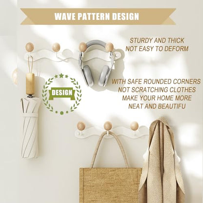 Coat Hooks for Wall, Key Holder Wall Mount, Coat Rack Wall Mount, Wall Hooks for Coats, Hooks for Hanging Hat Towel Purse Robes Mudroom Bathroom Entryway, Beige - color: White-Wall