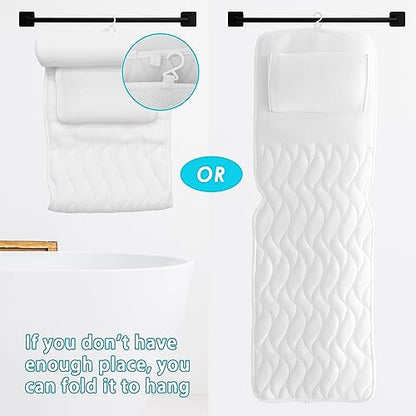 AEROiVi Full Body Bath Pillow with Lumbar Pillow Bathtub Cushion with 14 Suction Cups 3D Air Mesh Fit Any Tub Luxury Bathroom Accessories | Relaxing Soft Bathtub Cushion with laundry bag 3D Air Mesh Fit Any Tub Bathroom Accessories Washable Quick-Dry - si
