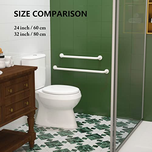 24 Inch Anti Slip Shower Grab Bar Oil Rubbed White 1.25" Diameter,Munzong Bathroom Grab Bar, Knurled Bathroom Balance Bar,Safety Hand Rail Support Handicap Elderly Senior Assist Bath Handle | Bathroom Grab Bar 1.25" Diameter Knurled Bathroom Balance Bar S