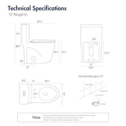 Elongated One Piece Toilet, ADA Dual Flush 1.1/1.6 GPF, Dark Gray | ADA 17" chair height, Powerful siphon dual flush, 12" rough-in, Bathroom toilet bowl, comfort soft closing seat, Gray toilets - color: Dark Gray