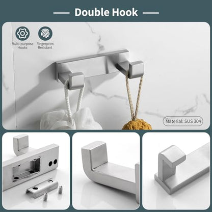 YACVCL 4-Piece Bathroom Hardware Set Brushed Nickel Towel Bar Set Premium Stainless Steel Bath Towel Holder Sets Towel Racks Wall Mounted - color: Brushed Nickel