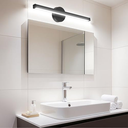 Energetic 5CCT Rotatable Vanity Lighting with Night Light, 15W Black Bathroom Wall Lamp Over Mirror, LED Vanity Make Up Lighting Bar, 23 Inch Modern Picture Light, 350° Adjustable Angle