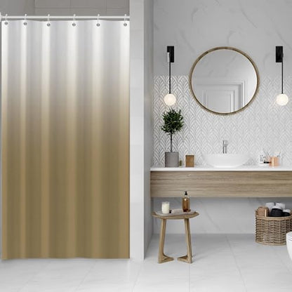 Ombre Brown Stall RV Shower Curtain with Hooks 36x72inches | Machine Washable Waterproof, Modern Solid Boho Gradient, Bathroom Dorm Hotel Room Divider, Easy to Install, Window Curtain - color: Brown, size: 36"W x 72"L (Pack of 1)