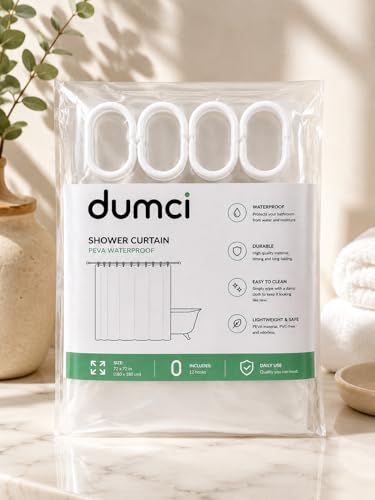 Clear Shower Curtain, 72x72 | Odorless Plastic with Magnets, Washable Long Bathroom Curtain, Premium PEVA Waterproof, Rust-Proof