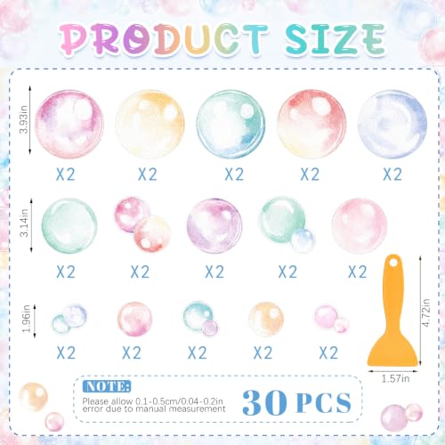 Fullhawl 30 Pcs Pastel Bubble Non Slip Shower Stickers, Bathtub Grip | 30 Pack Pastel Bubble Design, Smooth Decorative Look, Non Slip Texture, Brightens Bathroom While Improving Safety - style: Pastel Bubble
