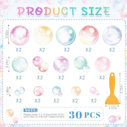 Fullhawl 30 Pcs Pastel Bubble Non Slip Shower Stickers, Bathtub Grip | 30 Pack Pastel Bubble Design, Smooth Decorative Look, Non Slip Texture, Brightens Bathroom While Improving Safety - style: Pastel Bubble