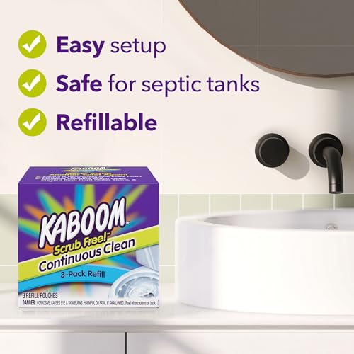 Kaboom Scrub Free! Continuous Clean with OxiClean, 3-Pack Refill | Continuous Toilet Bowl Cleaner, Scrub Free, Safe for Septic Systems - style: Continuous Clean Refills