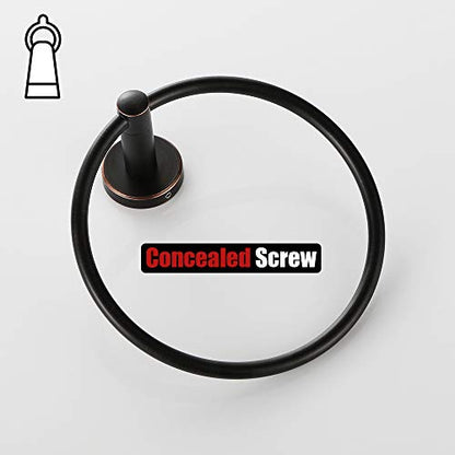 JQK Towel Ring Oil Rubbed Bronze, Stainless Steel Hand Towel Holder for Bathroom, ORB Wall Mount, TR130-ORB - color: Oil Rubbed Bronze