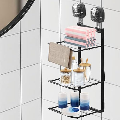 KINGFINGER 3 Tier Shower Caddy with Suction Cup,Large Hanging Caddy Organizer, No Drilling, Split Design for Easy Access