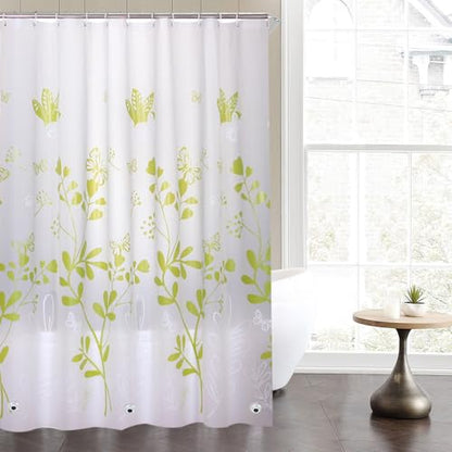 Plastic Shower Liner - Premium PEVA 4G Shower Curtain Liner with Rustproof Grommets and 3 Weighted Magnets, Waterproof Shower Curtains for Bathroom (Green Butterfly) - color: Green Butterfly, size: 71"W x 71"L (Pack of 1)