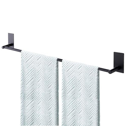 Adhesive Bath Towel Bar 24-inch Black, No Drill Stick On Towel Rack, Easy Install with Self-Adhesive, Premium SUS304 Stainless Steel (Black, 24) - color: Black, size: 24-Inch