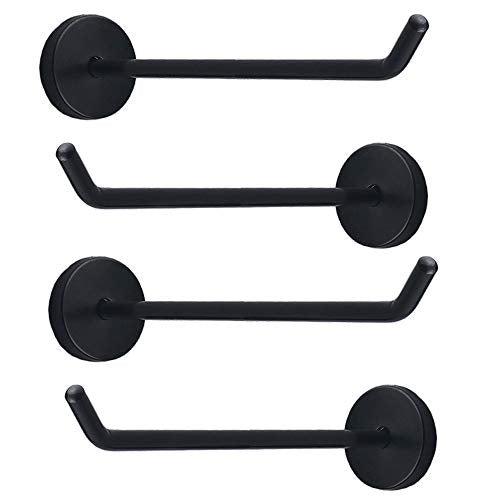 Classic Black Stainless Steel Heavy Duty Coat Hook, Durable Robe Hanger Wall Mount Hook, Perfect Touch Your Bathroom, Bedroom, Closets, Wardrobe, Kitchen (8", 4 PCS) - size: 8", 4 PCS