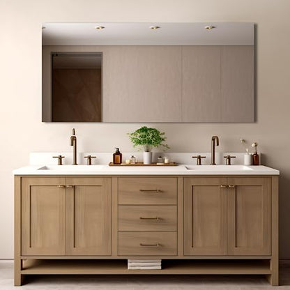 Bathroom Vanity Mirror 60"x28" Frameless Wall Mirror Shatterproof | Modern Wall Mount Vanity Mirror, Hangs Horizontally or Vertically, for Over Sink, Living Room, Bedroom, Upgraded Packing - size: 60"L x 28"W