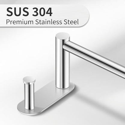 9 Inch Adhesive Towel Bar - Stainless Steel Stick on Towel Rack for Bathroom, No Drilling Towel Holder with 2 Hooks, Brushed Nickel - color: Brushed Nickel, size: 9 inch