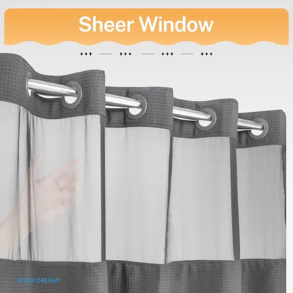 River Dream Stall Heavyweight No Hooks Required Dotted Waffle Weave Shower Curtain with Snap in Liner - 36W x 74H,Hotel Grade,Spa Like Bath Curtain,Gray - color: Grey, size: 36"W x 74"L (Pack of 1)