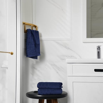 6 Piece Hand Towels Set 16 x 28 Inches, Navy | 100% Cotton, Lighter Weight, Quick to Dry, 16 x 28 Inches, Super Soft & Absorbent, Perfect for Bathroom & Kitchen - color: Navy