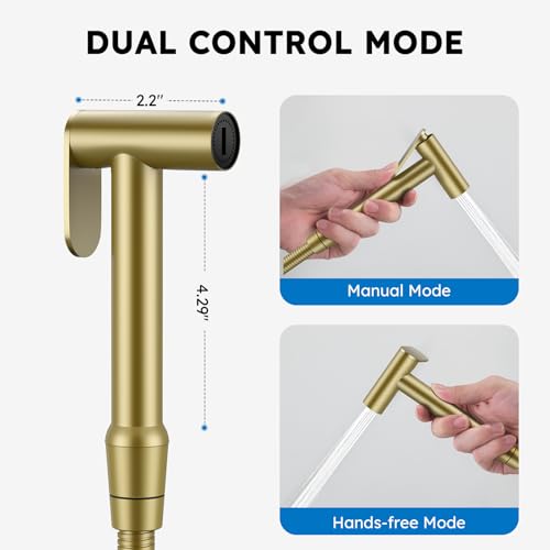 Arofa Built-in Hot and Cold Bidet Sprayer, Warm Water Bidet, Brushed Gold | Wall-Mounted Design, Dual Control Modes, Leak-Free Bidet Hose, Feminine/Baby/Pet Wash, Cloth Clean & Rinse, Stainless Steel - color: Gold, size: Built-in Hot & Cold Water Modes-Ro