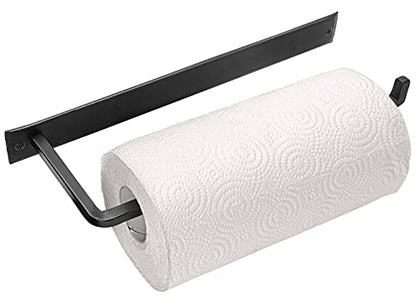 Wrought Iron Paper Towel Holder - Wall Mount Paper Towel Rack for Kitchen, Rustic Wall Mount Holder for Farmhouse Style Homes & Vintage Houses, Black, 13.7 x 4.5 x 1.5 Inches