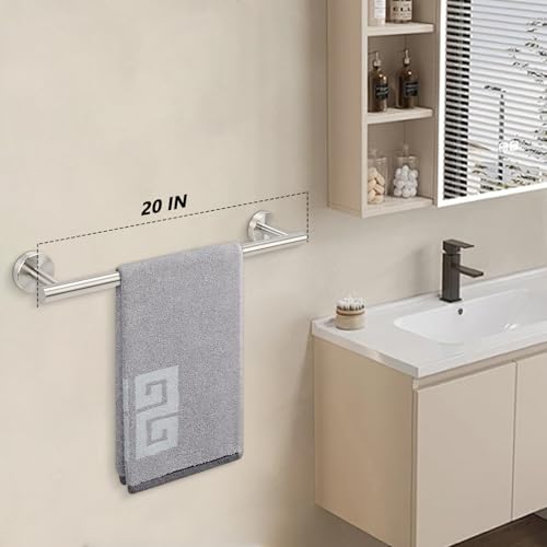 NearMoon Bath Towel Bar, Thicken Stainless Steel Shower Towel Rack Holder Wall Mounted for Bathroom, 20-lnch Overall Length-17-lnch Usable Hanging Space (1 Pack, Brushed Nickel) - color: Brushed Nickel, size: 20 Inch