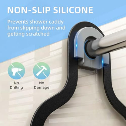 Shower Caddy Hanging, Bathroom Shower Rack, Bathroom Organizer with Soap Dish, Over The Showerhead Caddy with Hooks for Razor/Sponge, Black - color: Black