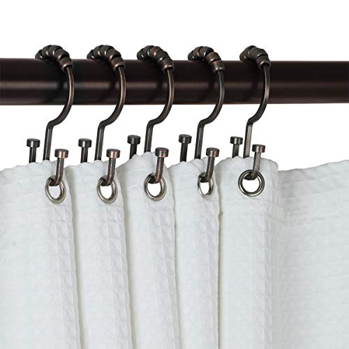 HK1RB Deco Flat Double Roller Shower Curtain Hooks; Oil Rubbed Bronze - color: Oil Rubbed Bronze