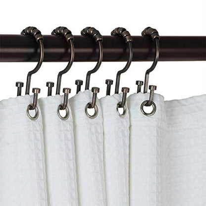 HK1RB Deco Flat Double Roller Shower Curtain Hooks; Oil Rubbed Bronze - color: Oil Rubbed Bronze