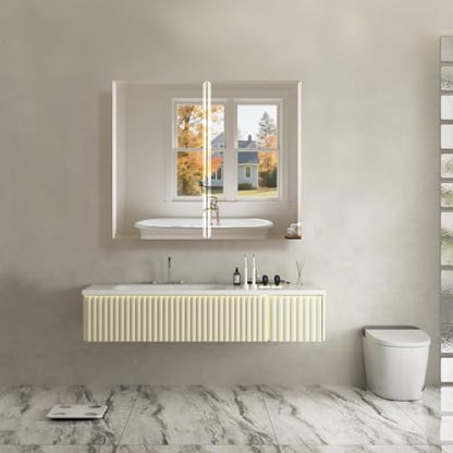 Medicine Cabinet with Mirror, 32x26 Inch Bathroom Mirrored Cabinet with Double Doors, Extra Storage Space, Bevel Mirror Wall Cabinet, Recessed or Surface Mount - style: CS5004A-3226