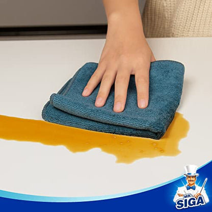 MR.SIGA Microfiber Cleaning Cloths, Streak Free Microfiber Towels, 12 Pack | All-purpose microfiber cloths, ultra absorbent, reusable household cleaning towels, Light Teal, 32 x 32 cm(12.6 x 12.6 inch) - color: Light Teal