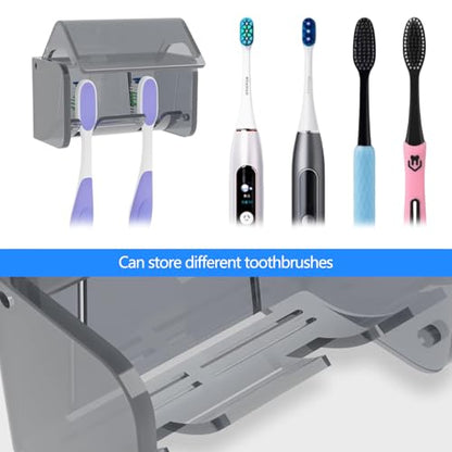 Wall-Mounted Toothbrush Holder with Cover, 2-Slot Organizer for Bathroom, Shower, Dorm, Cabinet (Clear) - color: Clear