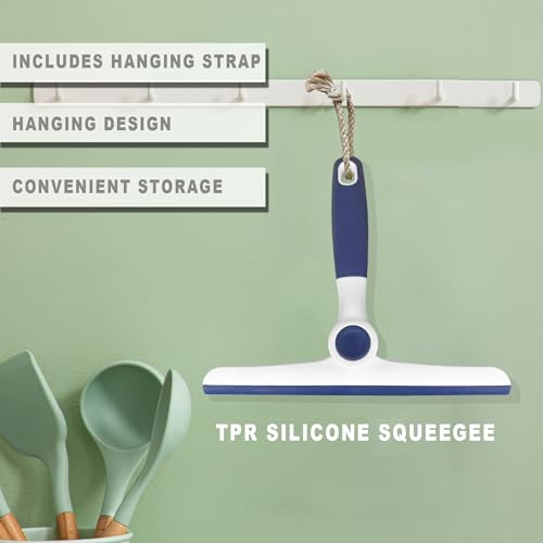 NBGYTECH Window Squeegee Household Cleaning Scraper Handheld Squeegee for Shower Glass Door Mirror Car Windshield (Blue Plastic Handle) - color: Blue Plastic Handle