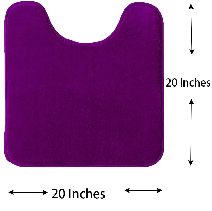 Madeals Memory Foam Toilet Mat and Velvet Toilet lid Cover Set with Toilet Tank Cover Velvet 3 Piece Toilet Set Purple - color: Purple
