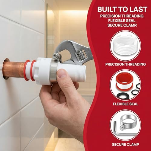 Four in One Tub Spout Adapter, Threaded Bathtub Faucet Adapter Slip Fit, Compatible with 1/2'' Copper Pipe 1/2'' and 3/4'' Pipe Thread, Bathtub Spout Adapter Kit with Assembly Tool