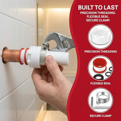 Four in One Tub Spout Adapter, Threaded Bathtub Faucet Adapter Slip Fit, Compatible with 1/2'' Copper Pipe 1/2'' and 3/4'' Pipe Thread, Bathtub Spout Adapter Kit with Assembly Tool