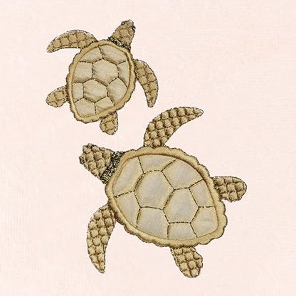 Jewel 4-Piece Premium Towel Set, Embroidered Turtles, Plush Turkish Cotton, Durable & Quick Dry, Elegant Beach Style, 2 Bath 2 Hand Towels, Blush - color: Blush, size: 2 Pcs Bath 2 Pcs Hand Towel