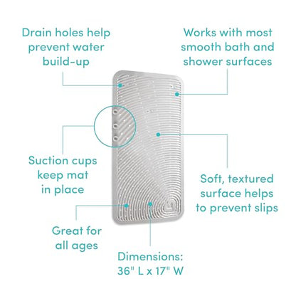 Munchkin Soft Spot Baby Bath Mat for Tub, Cushioned Bathtub Mat for Toddlers and Kids, 36"x17", Grey - style: Bath Mat