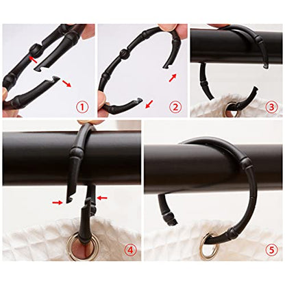 Rust-Proof Zinc Shower Curtain Hooks with Clasp Closure, Shower Hooks Hangers for Bathroom, Kitchen Utensils, Curtains, Clothing, Towels etc - Set of 12, Matt Black - color: Black