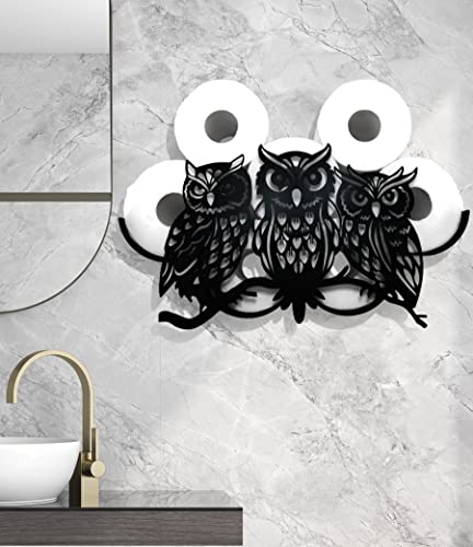Metal Owl Toilet Paper Holders,Wall-Mounted Storage Tissue Paper Holders | Funny Animals Paper Holders for Indoor Bathrooms Kitchen,Toilet Rolls Tissue Storage Fit 8 Rolls,Practical and Convenient - color: Owl 14.3"lx4.5"wx7.21"h