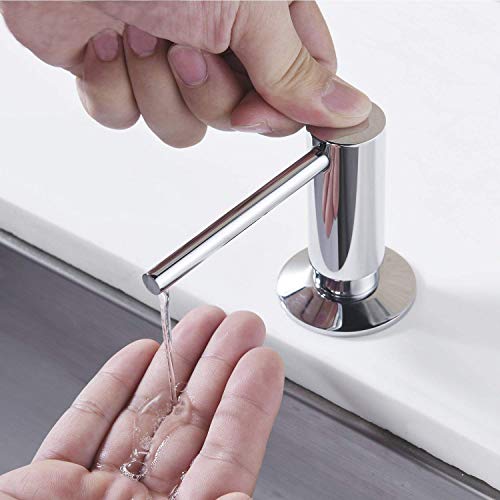 Samodra Sink Soap Dispenser, Metal Pump Head Liquid Lotion Countertop Kitchen Bathroom Soap Dispenser with 17 OZ PET Bottle (Chrome) - color: Chrome