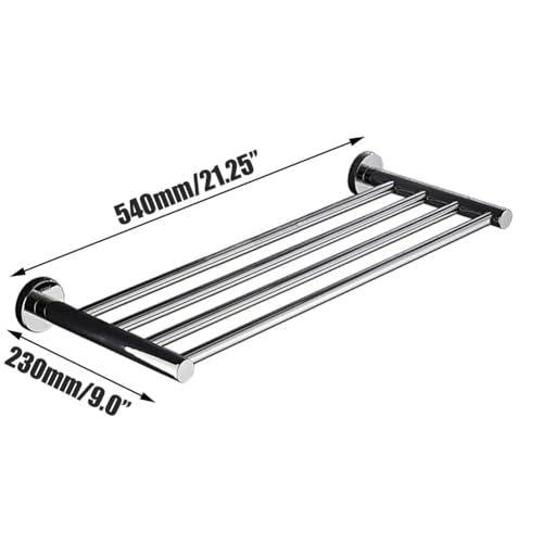 20 Inch Bathroom Towel Rack, Hotel Style Towel Racks for Bathroom Wall Mounted, Modern Towel Bar Rack, 2-Tier Towel Shelves, Polished Chrome - color: Polished Chrome, size: 20 Inches