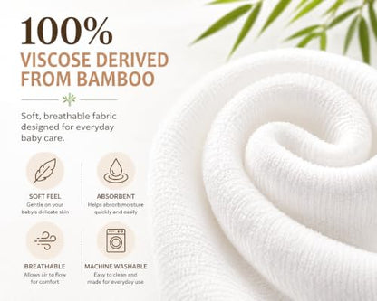Bamboo Baby Washcloths, 6 Pack Soft & Absorbent Baby Wash Cloths for Newborns, Infants & Toddlers, Gentle Baby Face Towels for Bath Time, Feeding, Burping & Everyday Care, 10 x 10 Inches.