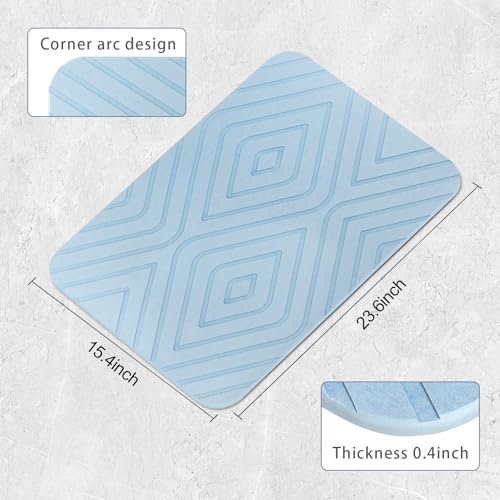 2 Pack Stone Bath Mat, Diatomaceous Earth Shower Mat, Non-Slip Super Absorbent Quick Drying Bathroom Kitchen Floor Mat, 24x15, Blue - color: Blue