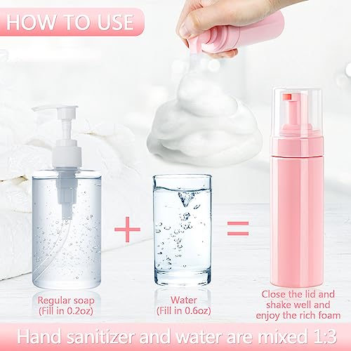 TMLECE 5.1oz/150ml Travel Size Foaming Soap Dispenser Bottles(6 Pack) | Pink BPA-Free PET Material, Foaming Pump, Rich Foam, Leak-Proof Design for Hand Soap, Cleanser & Shampoo, Travel & Home Use - color: Pink, size: H.150ML(5.1OZ),6Pack