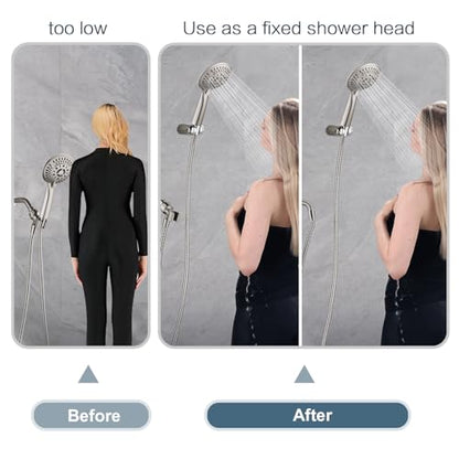 BRIGHT SHOWERS Shower Head Holder Wall Mount, Adjustable Handheld Shower Wand Holder with Universal Fit and Angle Adjustment, Brushed Nickel - color: Brushed Nickel, style: Screw Mount - Multi-Angle
