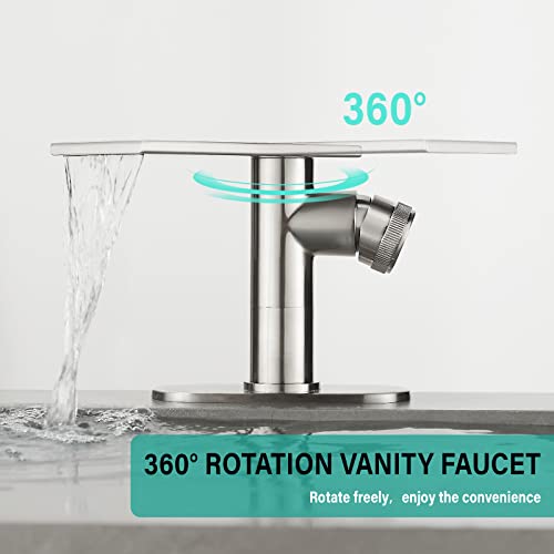 becola Modern Bathroom Sink Faucet， Brushed Nickel Vessel Sink Faucet，Single Hole Cold and Hot Basin Mixer Faucet for Bathroom Sink，Single Handle Vanity Faucet with Adjust Knobs and Deck Plate - color: Brushed Nickel, size: low