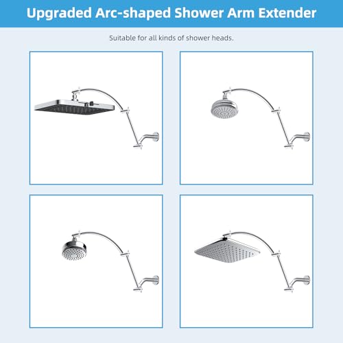 Hibbent All Metal 20'' Shower Head Extension Arm, Chrome | Solid Brass Adjustable Shower Arm with Lock Joint, Flexible Height & Angle, Universal Connection Shower Head Extender - color: Chrome, size: 20 Inch
