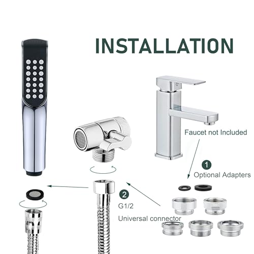 Tub faucet spayer attachment,Bathtub Shower Head Sink-Faucet with 5 Adapters, 79" Hose for Pet Dog Rinse, Baby Bath & Hair washing, ON/OFF Extension for Tub Faucet, Utility Sink, Garden,Bathroom