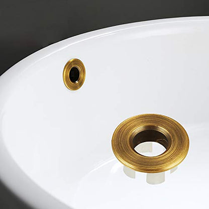 Sink Basin Trim Overflow Cover Brass Insert in Hole Round Caps Antique Brass - color: Antique Brass 1 Pc