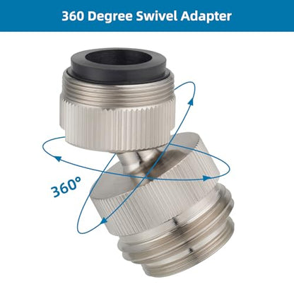 Hibbent Faucet Adapter Kit, Swivel Aerator Adapter to Connect Garden Hose - Multi-Thread Kitchen Sink Faucet to Garden Hose Adapter 3/4 Inch - Brushed Nickel - color: Brushed Nickel, style: Swivel Garden Hose Adapter