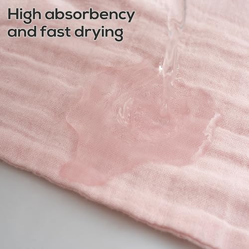 Muslin Baby Washcloths for Newborns, Pack of 8, 11"x11", Super Soft Cotton, Absorbent and Gentle, Baby Cotton Wipes, Baby wash Cloths - color: Pink
