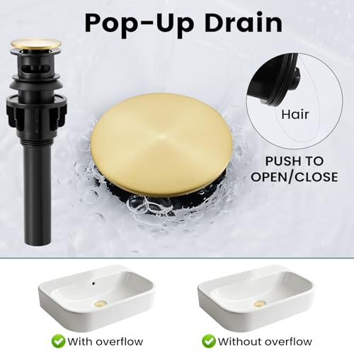 Brushed Gold Bathroom Sink Faucet 3 Hole with Pull Down Sprayer | Lead-free stainless steel, pop-up drain, 2-handle, 360°swivel, 8-inch widespread Faucet for RV/vanity sink, 3-hole mount - color: Brushed Gold, style: 8 Inch Pull Down